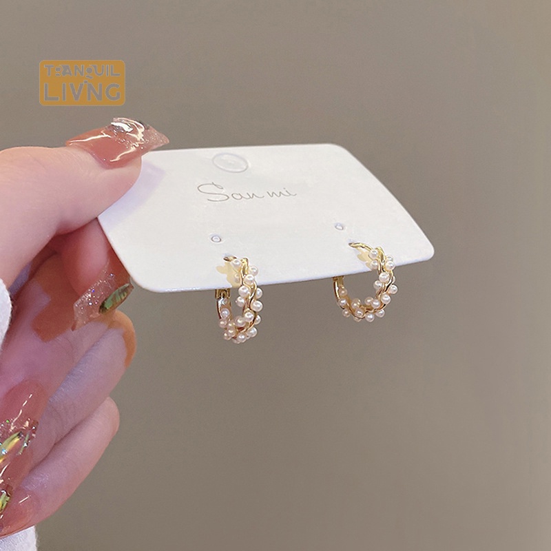 1 Đôi Bông Tai Ngọc Trai Tròn Nhỏ Đơn Giản Thời Trang Đa Năng Dành Cho Nữ M I