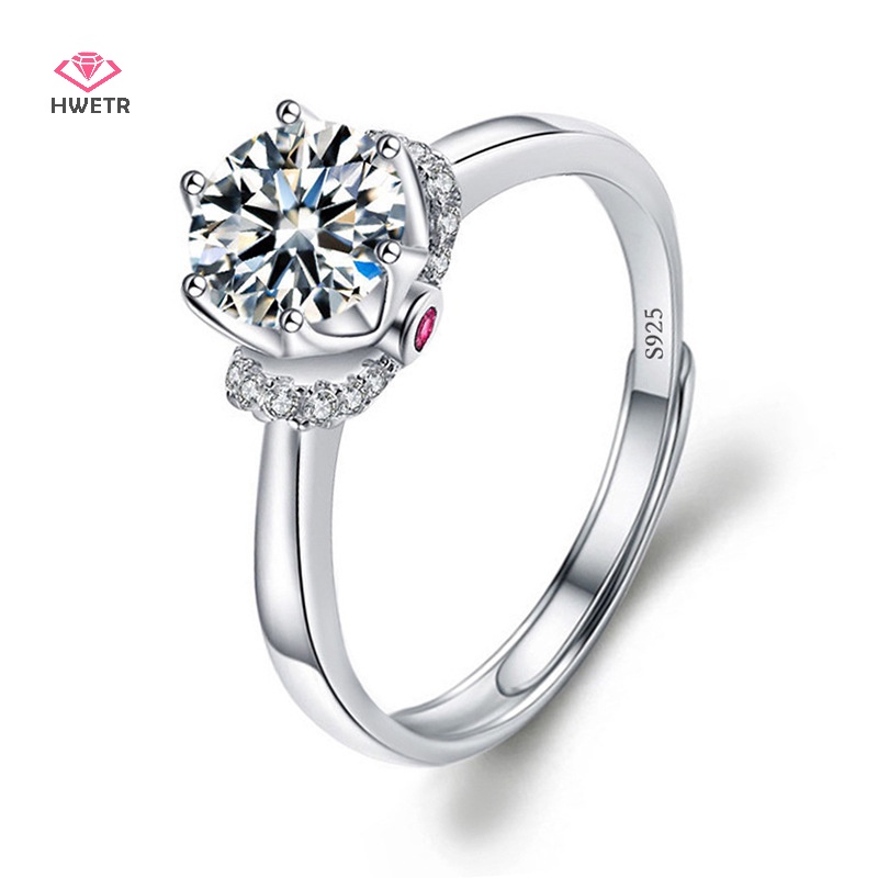 Nhẫn Hở Mạ Bạc 925 Đính Đá Kim Cương Nhân Tạo Thời Trang Cho Nữ Mới