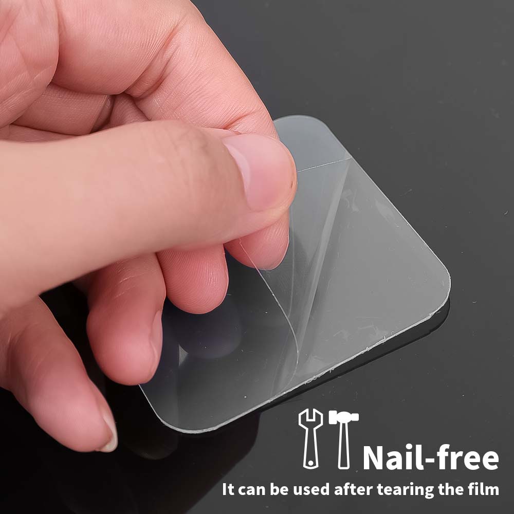 Bộ 10 Miếng Dán nano Hai Mặt Hình Vuông Trong Suốt Siêu Dính Chống Thấm Nước Kích Thước 60x60mm