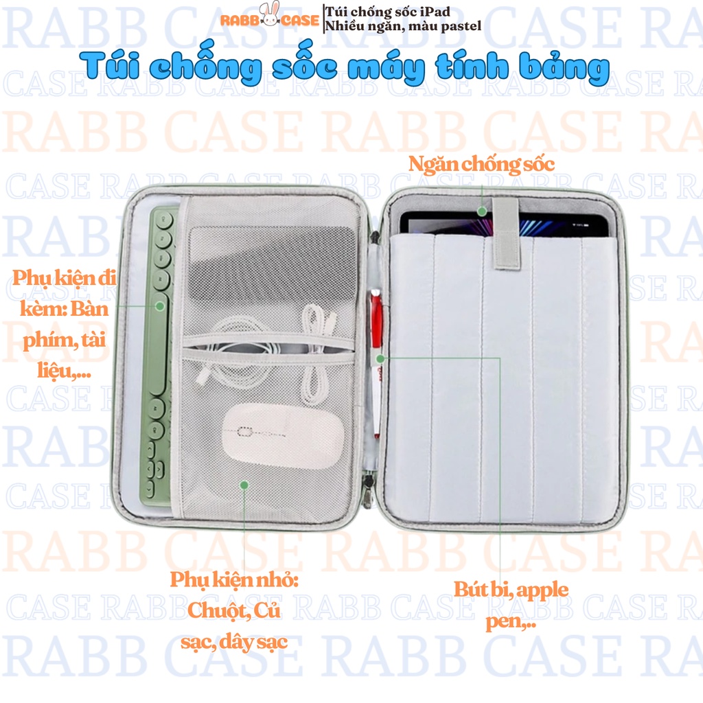 Túi đựng ipad, máy tính bảng, Macbook, Laptop dưới 13 inch, nhiều ngăn, chống sốc, chấm thấm nước