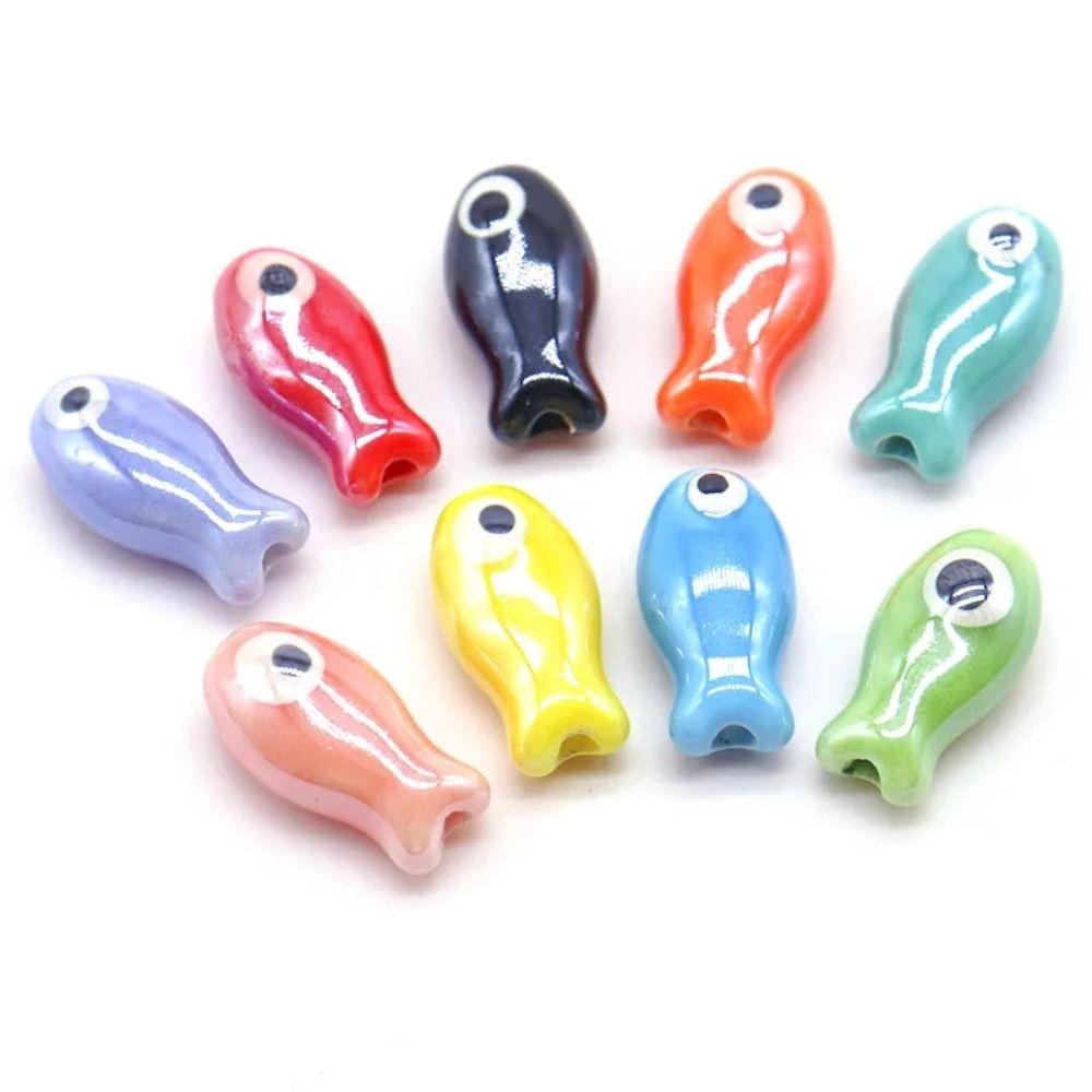 Bộ 10 Hạt Gốm Sứ Hình Cá Hoạt Hình 3d Dùng Làm Trang Sức Thời Trang