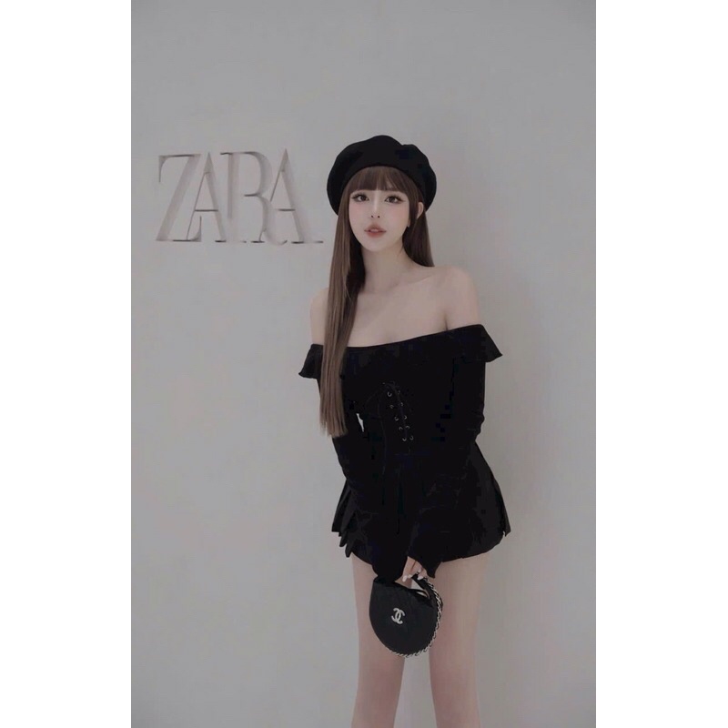 Set ao tăm trễ vai chân váy tuyết mưa