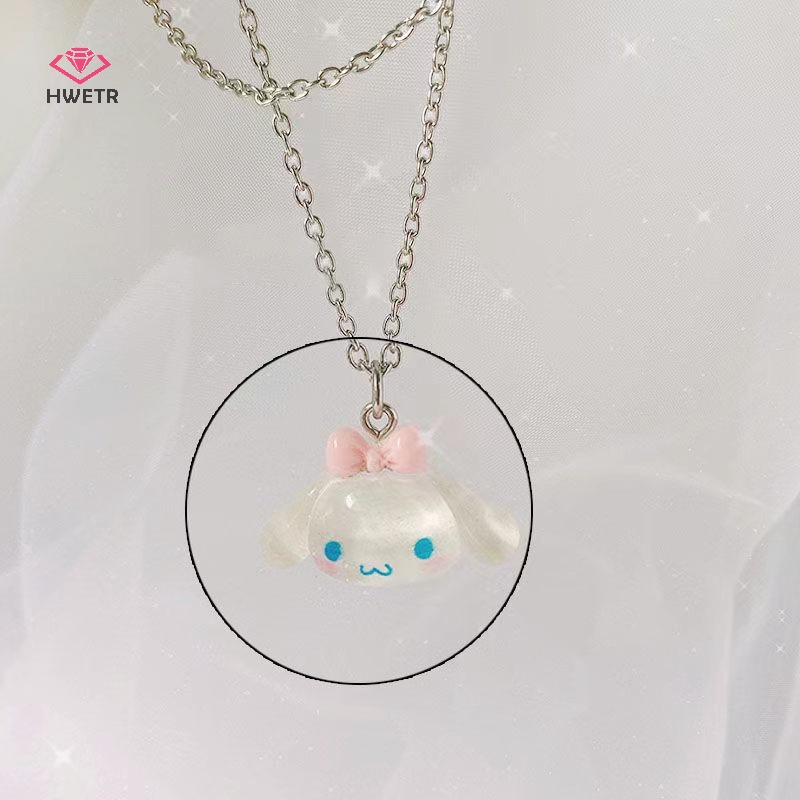 Vòng cổ HWETR có thể điều chỉnh mặt Kuromi Cinnamoroll Mymelody dễ thương cho nữ