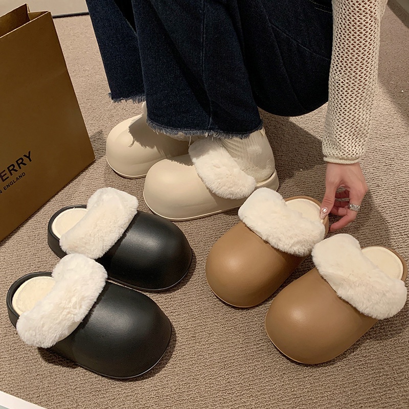 😍Dép Bông Cotton Đi Trong Nhà Đế Dày Giữ Ấm Mùa Thu Đông Có Thể Tháo Rời Cho Cặp Đôi