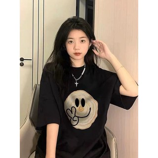 Áo thun nữ form rộng Guguno cotton cổ tròn in basic (A)
