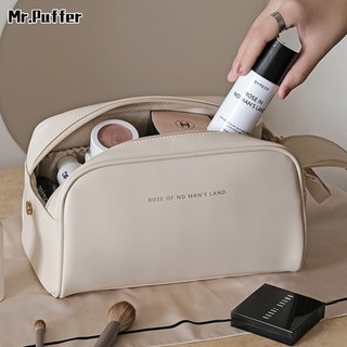 Mr.puffer Túi Đựng Mỹ Phẩm Trang Điểm Bằng pu Hai Khóa Kéo Sức Chứa Lớn Đa Năng