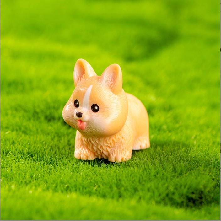 Mô hình chó shiba mini dễ thương decor bàn học, terrarium