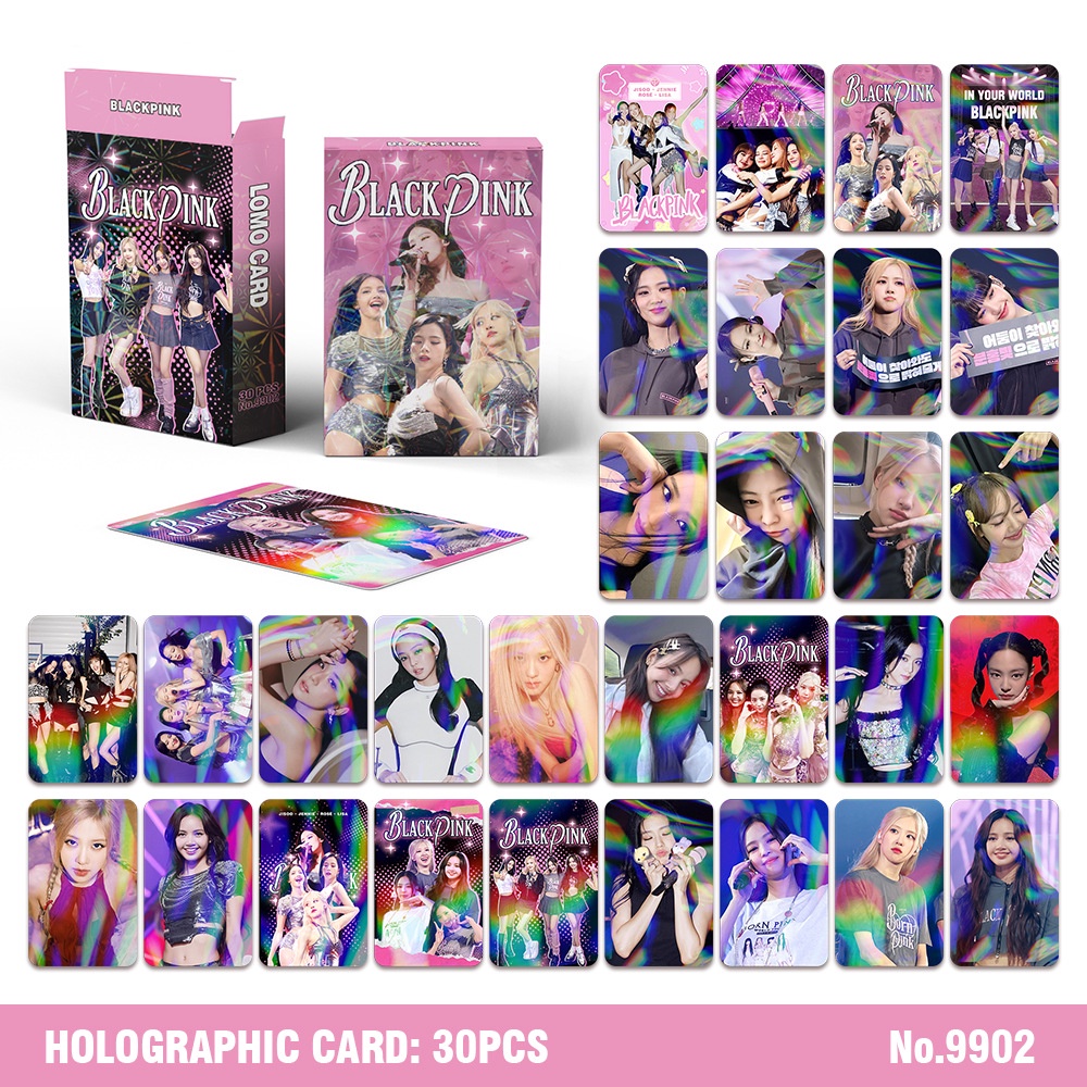 BLACKPINK LISA JISOO JENNIE ROSE Holographic Lomo Card Double-sided Color Printing Laser Photocard