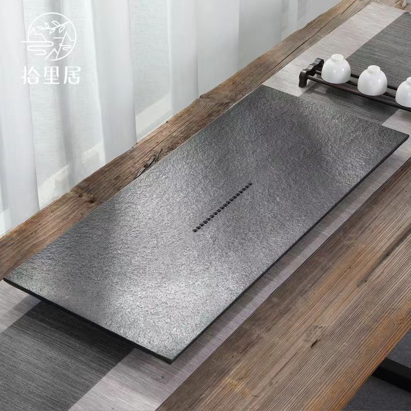 Khay trà đá vàng đen bình trà đá lớn màu vàng đen đá tự nhiên toàn Bộ bàn trà gia đình đơn giản Khay