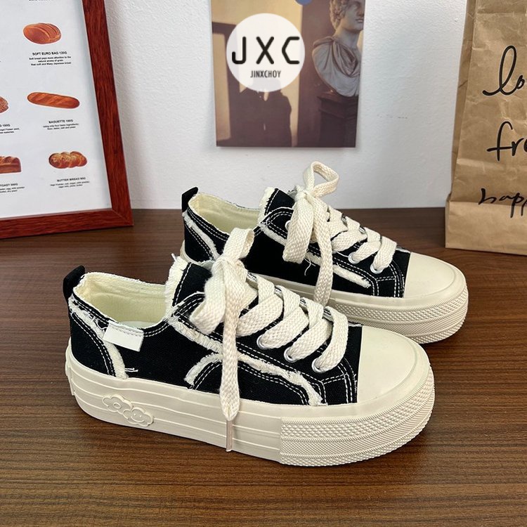 Giày Thể Thao Vải Bạt Cổ Thấp Thời Trang Hàn Cho Nữ