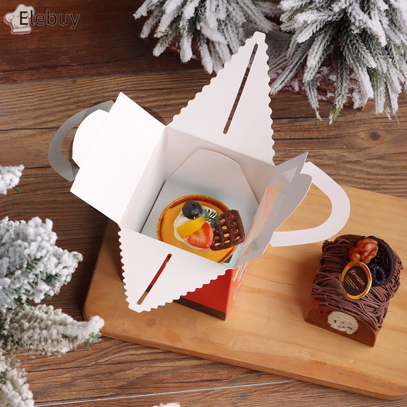 1 Hộp Đựng Bánh Kẹo Hình Vuông Lớn Hình Hoa Tuyết Giáng Sinh Năm Mới