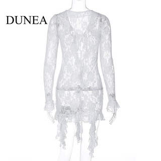 DUNEA Đầm Nữ Phối Ren Quyến Rũ Gợi Cảm