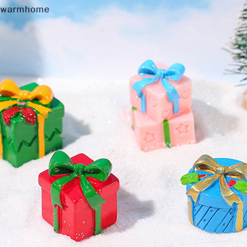 Warmhome Hộp Quà Giáng Sinh mini Bằng Nhựa resin Trang Trí Phong Cảnh diy Cho Sân Vườn Thu Nhỏ rft
