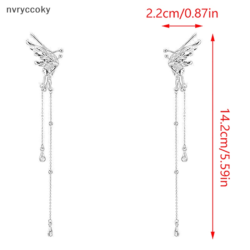 1 Cặp Khuyên Tai Kẹp Dài Hình Cánh Thiên Thần Bằng Kim Loại Dạng Lỏng Không Xỏ Lỗ Tai Phong Cách punk Thời Trang Cho Nữ vn