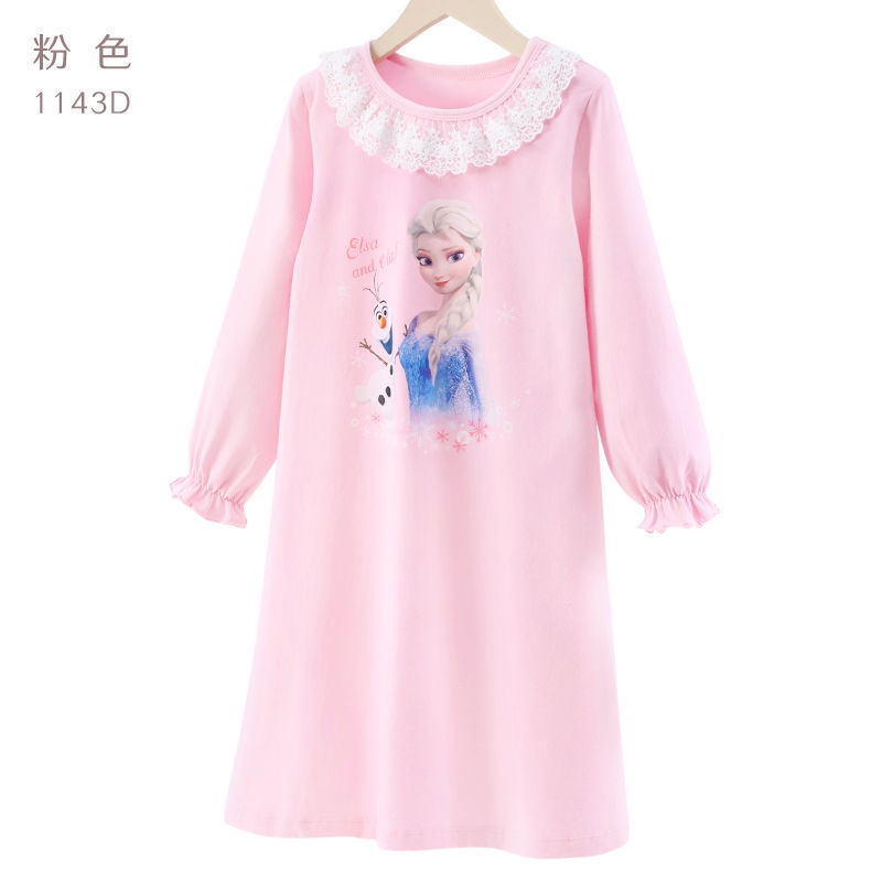 Đồ ngủ Tay Dài Phối Ren Họa Tiết Hoạt Hình frozen Cho Bé Gái