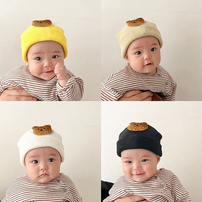 Mũ Dệt Kim Mềm Mại Giữ Ấm Mùa Đông In Họa Tiết Gấu Hoạt Hình Dễ Thương Cho Bé Trai Và Gái