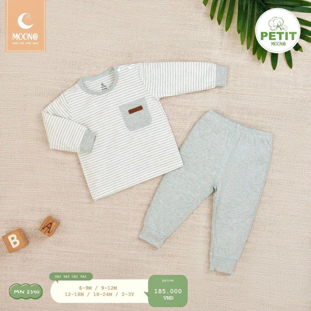 Booj cài vai dày tay pettit bé trai bé gái Moon size 9m-3y cho bé