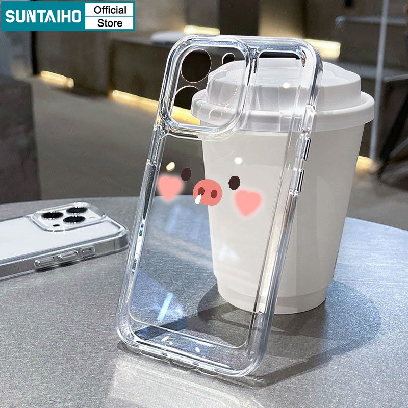 Suntaiho Ốp Điện Thoại tpu Mềm Chống Sốc In Hình Đầu Heo Cho iphone 15 14 12 13 11 pro max ip 7 8 plus iphon x xs xr xs max
