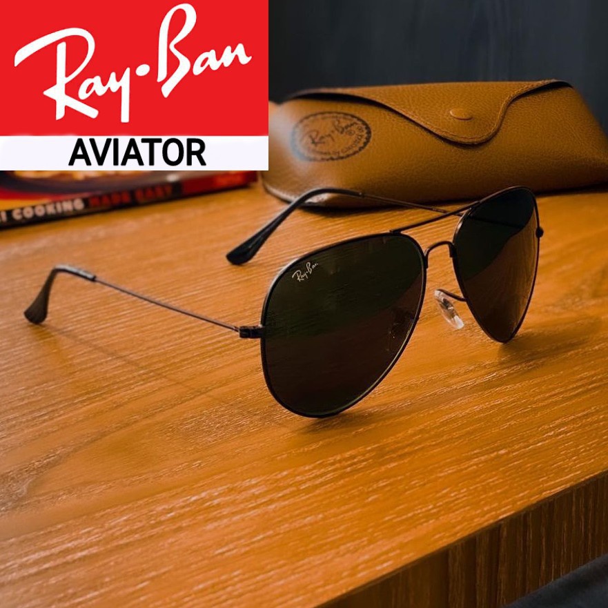 Kính Rayban chính hãng 3026 aviator Ống kính thủy tinh màu đen