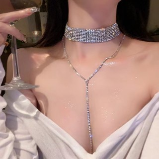 Toàn bộ vòng cổ nhiều lớp tua rua dài đính kim cương nhân tạo quyến rũ