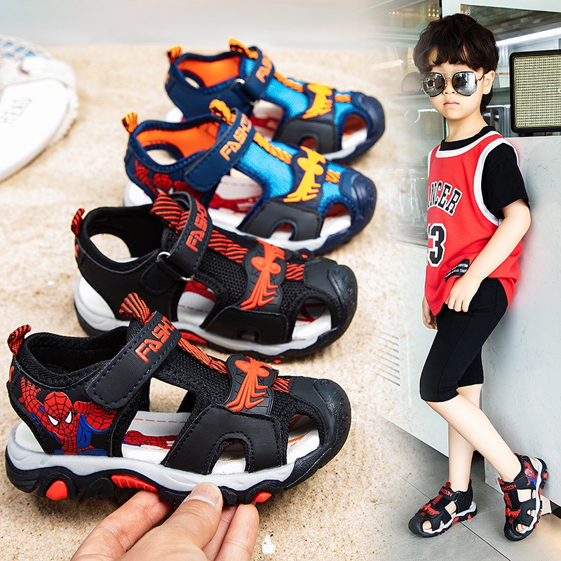 Sandal Đế Mềm Chống Trượt Họa Tiết Người Nhện Phong Cách Mới 2023 Cho Bé Trai Tiểu Học