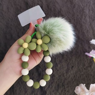 Điện thoại di động dây nữ lông bóng mặt dây chuyền cổ tay ngắn mặt dây chuyền tay đính hạt vòng tay dây đeo tay