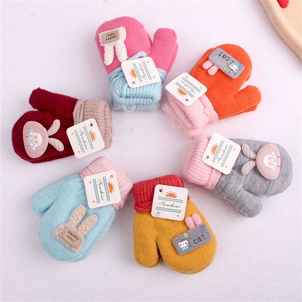 1 Cặp Găng Tay Dày Cho Bé Trẻ Em Găng Tay Mùa Đông Găng Tay Dệt Kim Dễ Thương Tập Đi Dây Ấm Áp 1-3 Tuổi Bé Trai Bé Gái Găng Tay Trẻ Em.