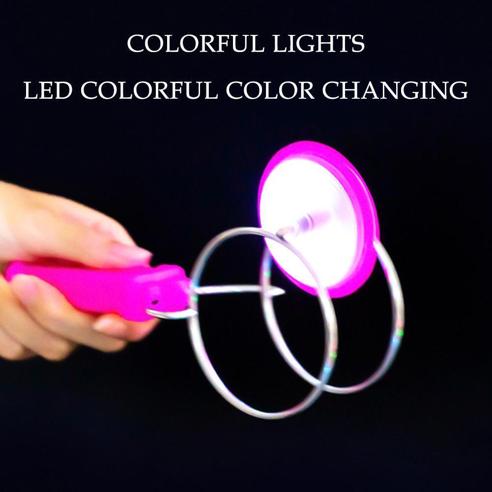 Magic Flying Gyro Colorful Lights Magnetic rotating Glow Gyro Toys Magnet Bayblade Spinning Top  Color Random