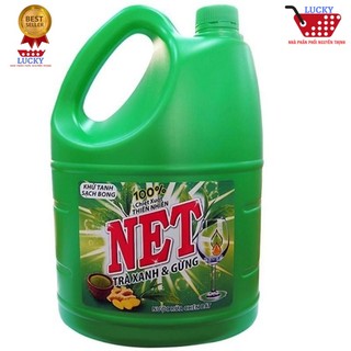 Nước rửa chén NET 4kg Đậm đặc tinh chất hương trà xanh và gừng sạch chén bát đĩa
