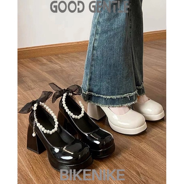 BIKENIKE Giày búp bê giày nữ 2023 NEW Mùa hè Vintage England phong cách thiết lập Mary Jane đơn giày23073140