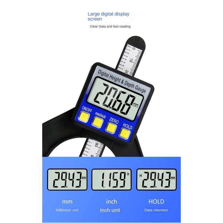 Thước Đo Chiều Cao 2 Trong 1 Màn Hình Kỹ Thuật Số 0-80mm