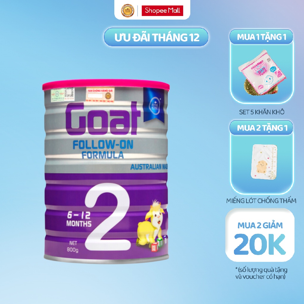 Sữa Dê Hoàng Gia Úc Goat Follow-On Formula 2 Bổ Sung Dinh Dưỡng Cho Bé ROYAL AUSNZ 800g