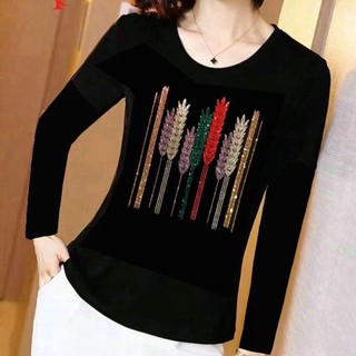 Áo Thun Nữ Tay Dài Dáng Rộng Vải cotton plus size