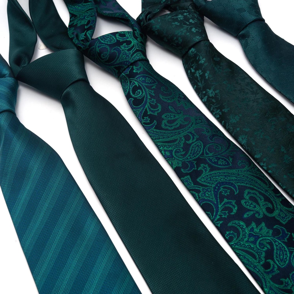 Cà Vạt Lụa 100% Màu Xanh Lá / Đỏ Đậm Sọc Caro Thời Trang Cho Nam