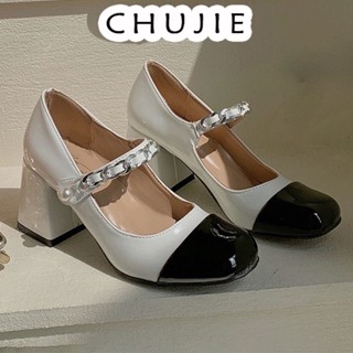 CHUJIE  Giày cao gót dép sandal nữ Giày búp bê giày lolita giày mary jane có khóa gài quai ngang mũi vuông cho nữ Chic Thời trang Hàn Quốc Chất lượng cao B25G051 36Z230909