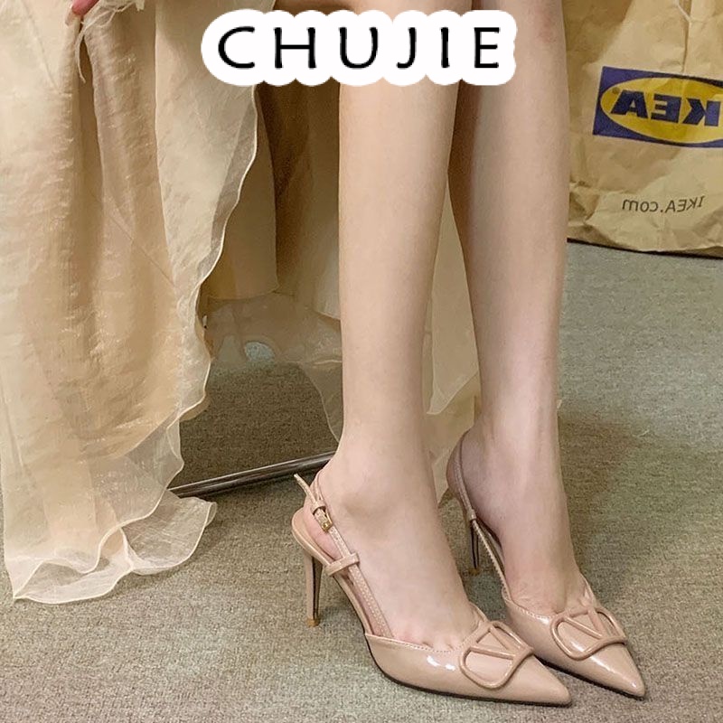 CHUJIE giày cao gót nữ đế cao sandal đi chơi cao gót mũi nhọn 2024NEW mẫu mới 30Z23072114