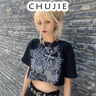 CHUJIE  áo thun nữ croptop phông Kiểu Hàn thoải mái bông Mẫu mới năm TXS14Z23033110 Comfortable Đẹp Độc đáo Thời trang A29J0WZ 36Z230909
