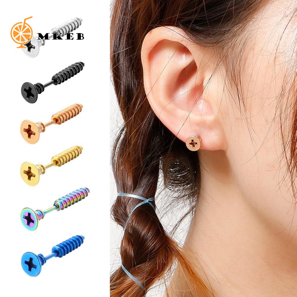 MKEB Khuyên Tai Thép Titan Chống Dị Ứng Phong Cách Punk Thời Trang Hàn Quốc