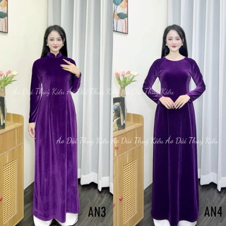 Áo dài Nhung màu Tím Huế truyền thống hàng may sẵn áo dài Thúy Kiều đẹp giá rẻ AN3
