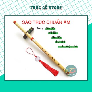 Sáo trúc chuẩn âm tone đô/rê/mi/sol/la/si dành cho người mới tập - tặng kèm dây treo sáo đỏ