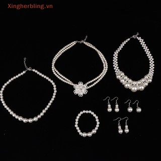 Bộ trang sức đính đá và ngọc trai nhân tạo thời trang dành cho nữ