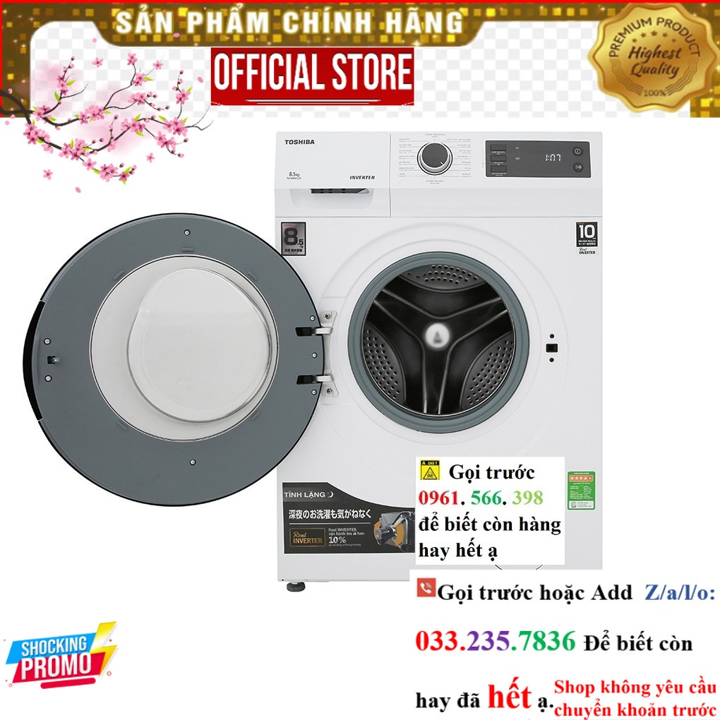 TW-BH95S2V(WK)     TW-BH95S2V Máy giặt Toshiba Inverter 8.5 Kg TW-BH95S2V WK P&G
