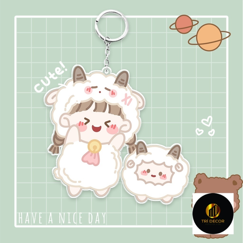 Móc khóa cung Bạch Dương chibi đáng yêu, móc khóa 12 cung hoàng đạo cute