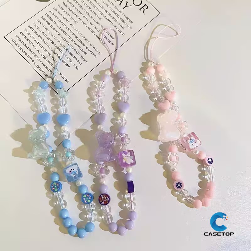 Vòng Tay Dây Xích Gắn Móc Khóa / Điện Thoại Họa Tiết Gấu / Thỏ Hoạt Hình Nhiều Màu Dễ Thương