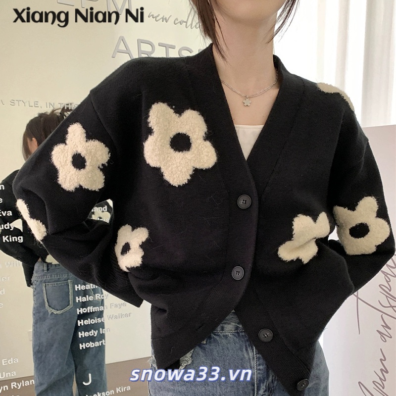 Xiang Nan Áo Khoác cardigan Len Dệt Kim Mỏng Ba Chiều Cổ Chữ v Mùa Xuân Mới Cho Nữ