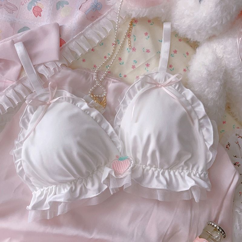 Áo Ngực Không Gọng Phối Ren Thoáng Khí Đính Nơ Dễ Thương Phong Cách lolita