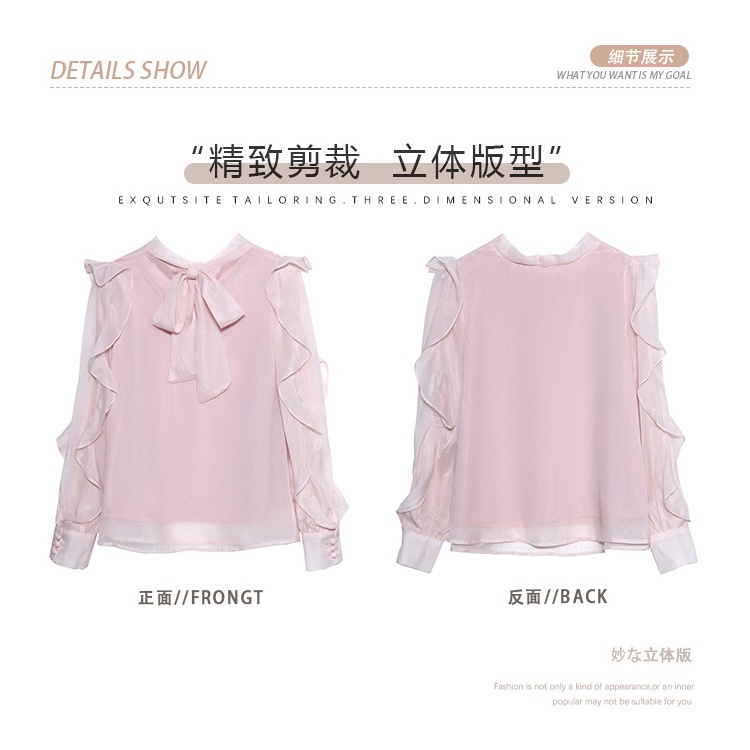 Áo Sơ Mi chiffon Tay Dài Phối Nơ Thời Trang Dành Cho Nữ