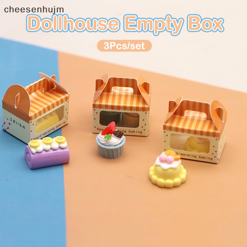 Set 3 Hộp Đựng Bánh / Món Tráng Miệng Mini Tỉ Lệ 1: 12 Trang Trí Nhà Búp Bê vn