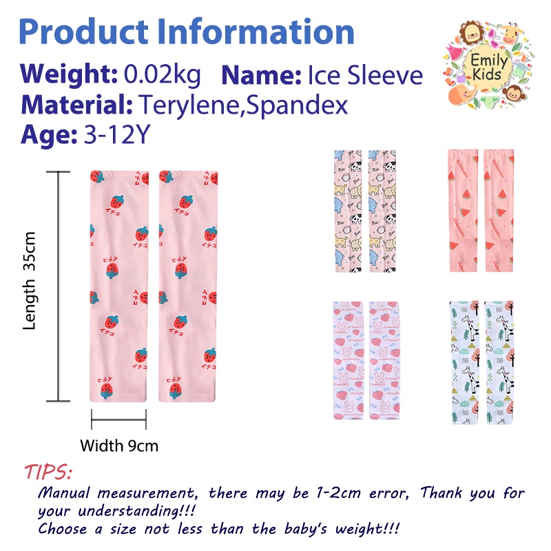 1 Cặp Găng Tay Chống Nắng Tia uv Họa Tiết Hoạt Hình Dễ Thương Dành Cho Bé Gái 3-12 Tuổi