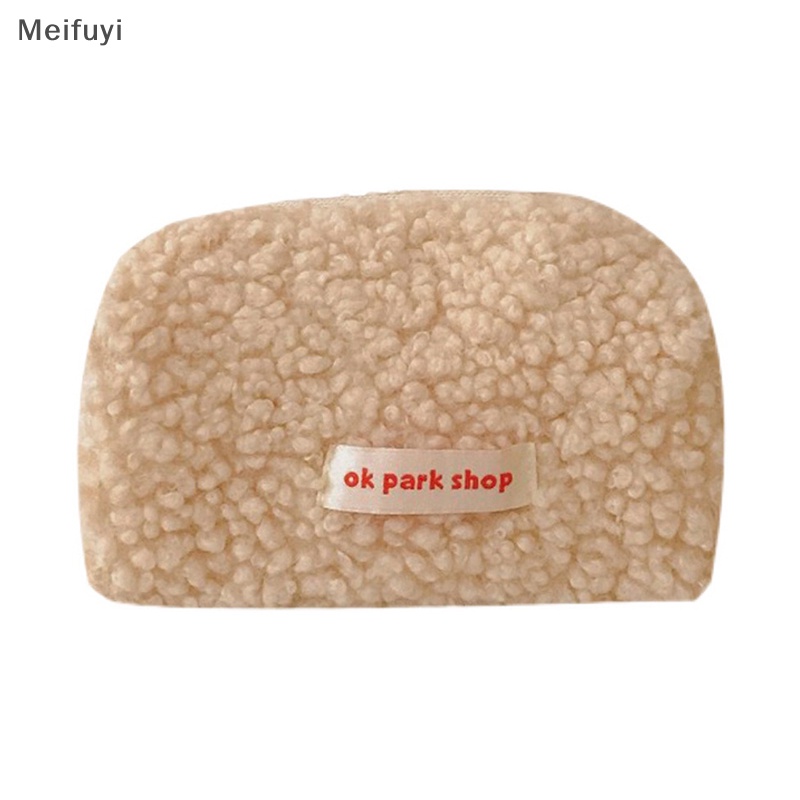 Túi Đựng Bút / Đồ Trang Điểm Bằng Vải Lông Có Khóa Kéo